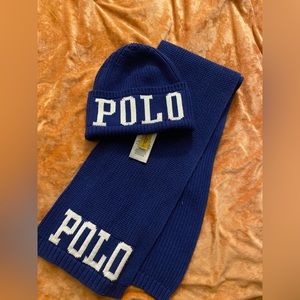 Ralph Lauren logo cotton hat and scarf